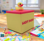 3D printed Lucky Ducks in a box with a duck on the lid outstanding tool for  Classroom management and sourcing students